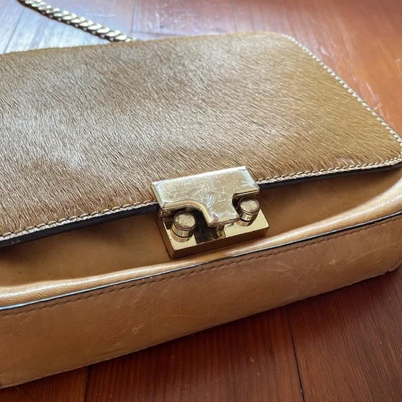 Loeffler Randall Camel Calfhair Crossbody Lock Bag - Picture 8 of 16